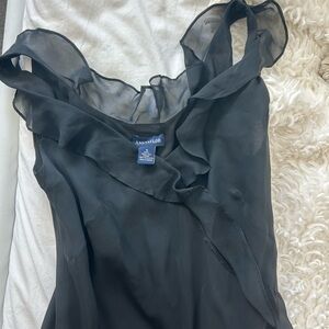 Vintage Ann Taylor Black Ruffle Dress 100% Silk